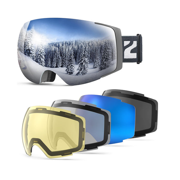 ZIONOR® X4 Ski Goggles Set 5 In 1 Anti-fog UV Protection Snow Goggles for Men Women Adult